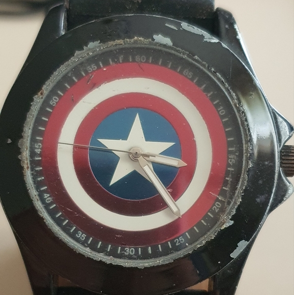 10/$20 Marvel Captain America Black Silicone Men's Watch - Picture 1 of 5